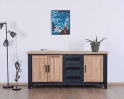 Grande Enfilade Bicolore Style Loft Bois Massif Et Métal « Ashland »