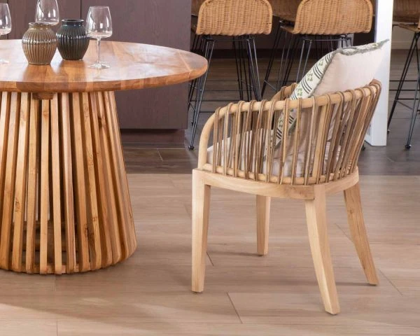 Chaise De Jardin En Teck Et Rotin "Wilma" – Image 3