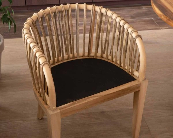 Chaise De Jardin En Teck Et Rotin "Wilma" – Image 4