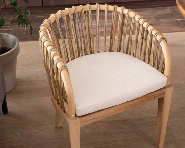 Chaise De Jardin En Teck Et Rotin "Wilma" – Image 5