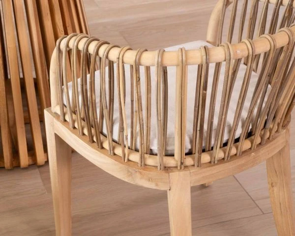 Chaise De Jardin En Teck Et Rotin "Wilma" – Image 6