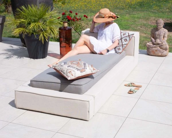 Bain De Soleil Esprit Futon Gris Clair Et Lin "Saint Tropez" – Image 3