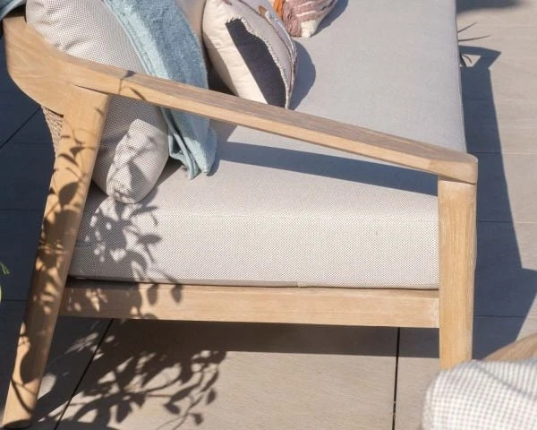 Ensemble Canapé Et Fauteuils D'extérieur En Teck Et Tissu Chiné "Agosta" – Image 5