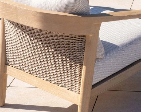 Ensemble Canapé Et Fauteuils D'extérieur En Teck Et Tissu Chiné "Agosta" – Image 10