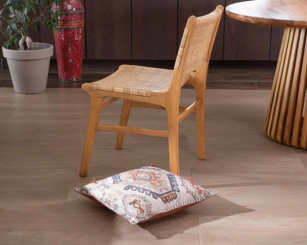 Chaise De Repas En Teck Et Rotin Naturel "Chatia" – Image 5