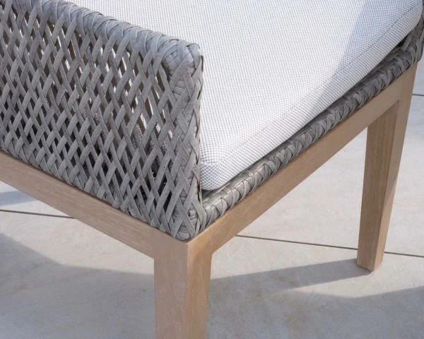 Chaise D'extérieur Confortable Tressée En Teck Et Textile Chiné "Porticcio" – Image 5