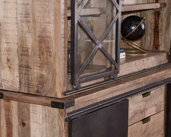 Grand Vaisselier Métal, Verre Et Bois "Caractère" 180cm – Image 4