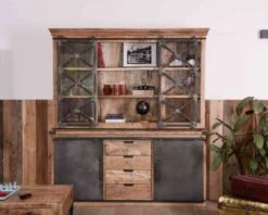 Grand Vaisselier Métal, Verre Et Bois "Caractère" 180cm