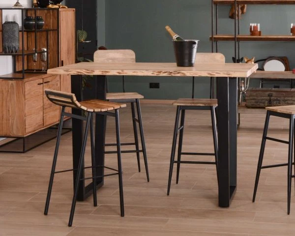 Mange Debout 190cm "Jaffna" Style Moderne Bois Massif Et Métal – Image 7