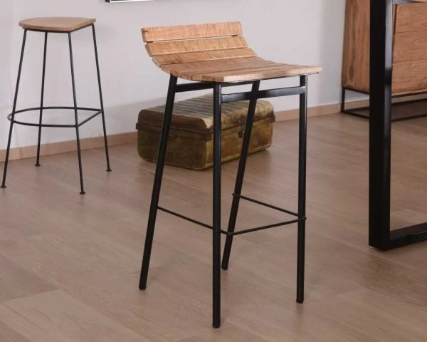 Tabouret De Bar Design Métal Et Bois Massif "Caractère"