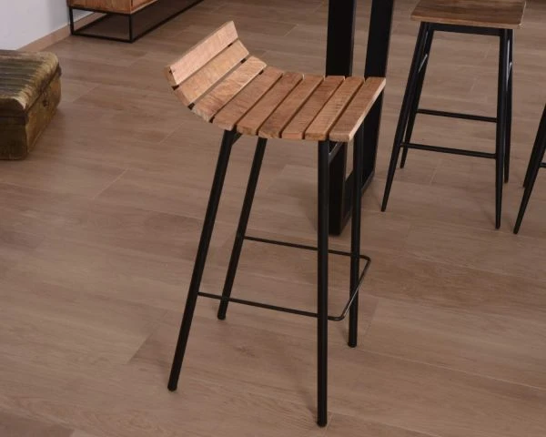 Tabouret De Bar Design Métal Et Bois Massif "Caractère" – Image 5