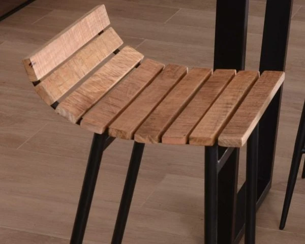Tabouret De Bar Design Métal Et Bois Massif "Caractère" – Image 6