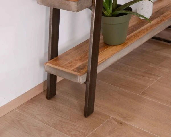 Bibliothèque Design Contemporain "Mezzo" Bois Métal Et Finition Ciment – Image 5