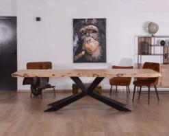 Grande Table à Manger Plateau 280cm Acacia Massif Et Pieds Métal "3D"