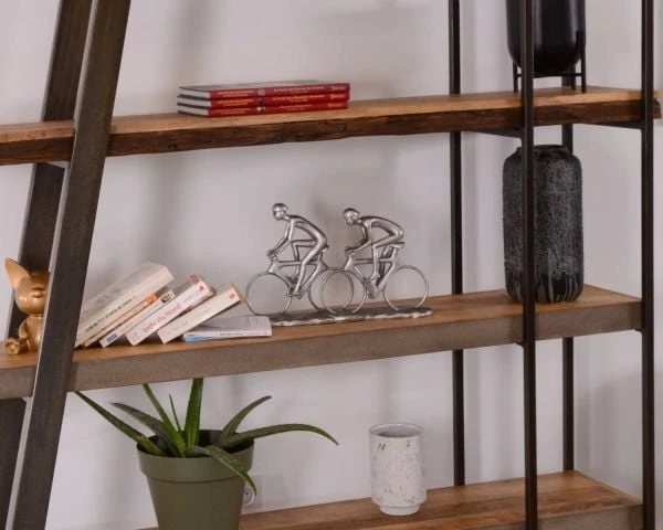 Bibliothèque Design Contemporain "Mezzo" Bois Métal Et Finition Ciment – Image 6