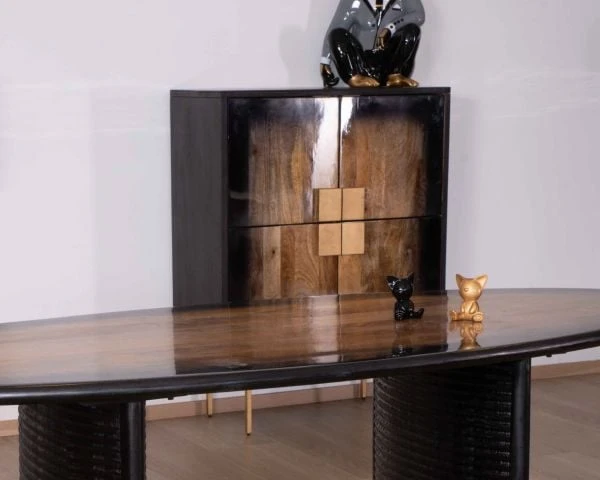 Meuble De Rangement Design Bois De Manguier Métal Doré "Pop Vintage" – Image 6