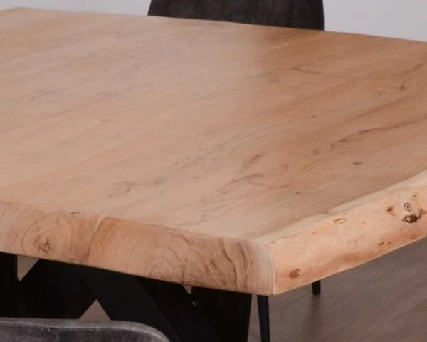 Table Carrée 150x150 Cm Acacia Naturel Massif Et Métal Noir "Baillif" – Image 6