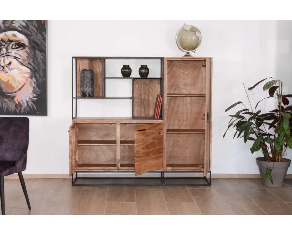Meuble Multifonctions Style Contemporain Acacia Massif Et Métal "Era" – Image 4