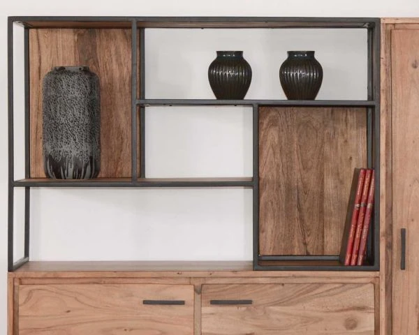 Meuble Multifonctions Style Contemporain Acacia Massif Et Métal "Era" – Image 5