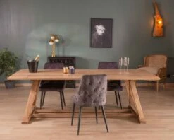 Table De Repas 240cm "Asia" Bois Massif Et Plateau Rectangulaire