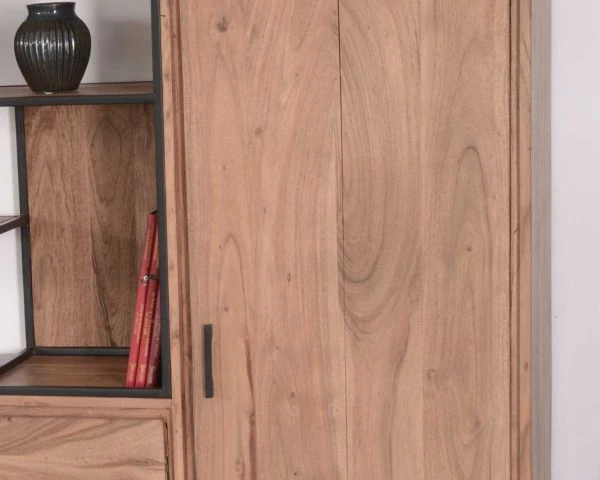 Meuble Multifonctions Style Contemporain Acacia Massif Et Métal "Era" – Image 6