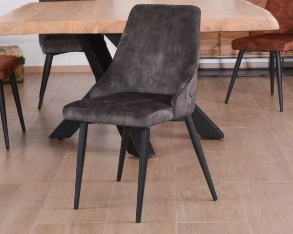 Lot De 2 Chaises Grises Esprit Scandinave Avec Dos Capitonnés "Casta" – Image 2