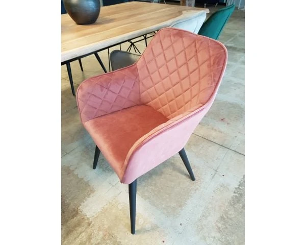 Chaise De Repas Avec Accoudoirs Rose Et Noire "Sando" – Image 2