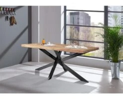 Table De Repas Pieds Mikado Plateau Bois "Bronx" 200 Cm