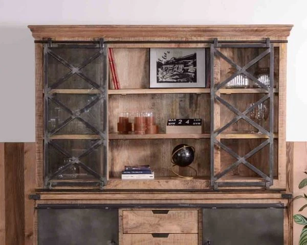 Grand Vaisselier Métal, Verre Et Bois "Caractère" 180cm – Image 2