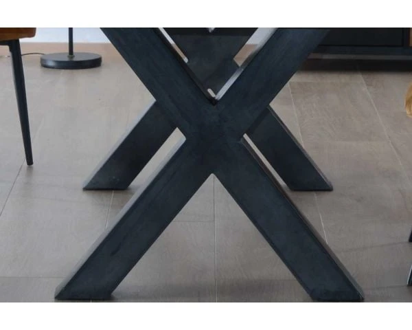 Table 220 Cm Bois Pieds Croix Métal "Caractère" – Image 3