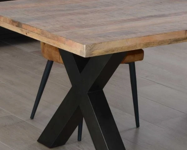 Table 220 Cm Bois Pieds Croix Métal "Caractère" – Image 8