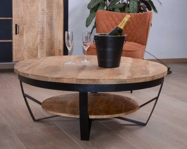 Table Basse Ronde Avec Double Plateau Bois "Andy" Diam. 100cm – Image 3