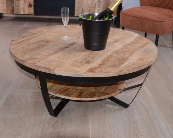 Table Basse Ronde Avec Double Plateau Bois "Andy" Diam. 100cm – Image 4