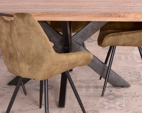 Table De Repas Industrielle Carrée 150x150cm Métal Et Bois "Caractère" – Image 5