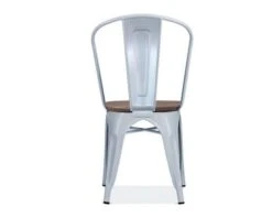 Chaise Bistrot Métal Gris Clair Et Bois Massif "Industry"