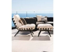 Chaise Longue Haut De Gamme Modulaire Structure Aluminium Noire "Lisca"