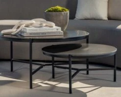 Table Basse Design Noire Plateau Céramique Et Structure 3 Pieds "Sokha Beach" DiamÚtre 126 Cm