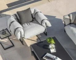 Fauteuil De Terrasse Matelassé Gris Clair Ultra Confort Structure Aluminium "Paquetage"