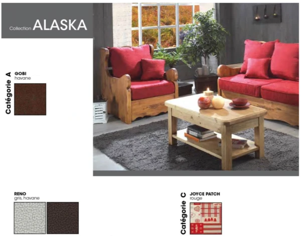 Grand Salon D'angle Style Montagnard En Pin Et Tissu Au Choix "Alaska" – Image 7