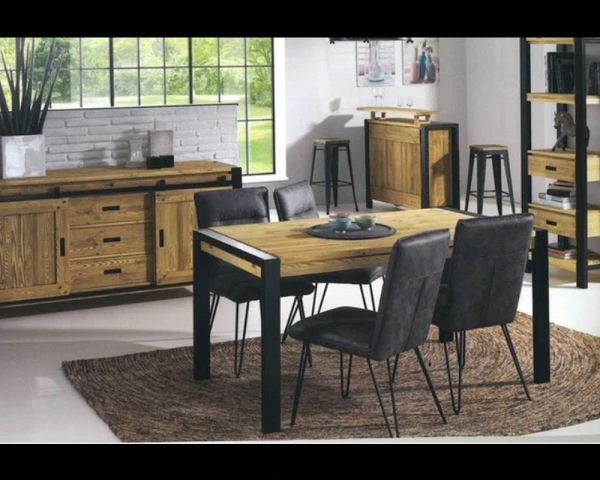 Table Basse Métal Et Pin Massif Brossé "Lugano" – Image 2