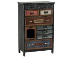 Petite Armoire Déco Bois Tiroirs "Mélimélo Indus" 100cm