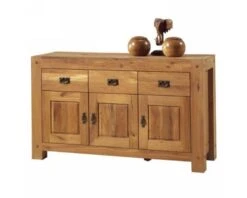 Enfilade 3 Portes 3 Tiroirs En ChĂȘne Massif HuilĂ© "Lodge Casita"