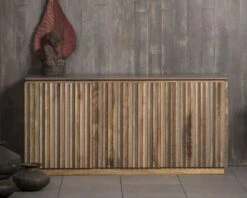 Buffet Moderne Grisé Bois Massif 160 Cm "Pop Vintage"