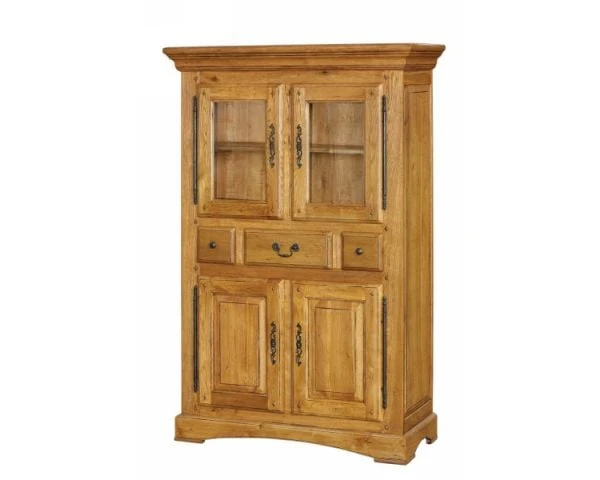 Vitrine 4 Portes Chêne Massif "Antique"