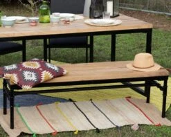 Banc Industriel En Bois D’acacia Massif Et Métal "Garden"