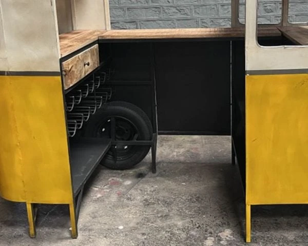 Meuble Bar Style Combi Métal Jaune Et Blanc Avec Comptoir Bois "Crazy" – Image 9
