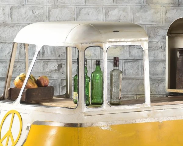 Meuble Bar Style Combi Métal Jaune Et Blanc Avec Comptoir Bois "Crazy" – Image 5