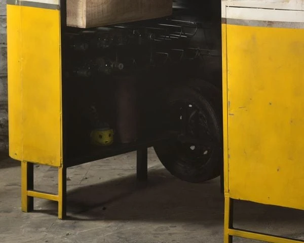 Meuble Bar Style Combi Métal Jaune Et Blanc Avec Comptoir Bois "Crazy" – Image 2