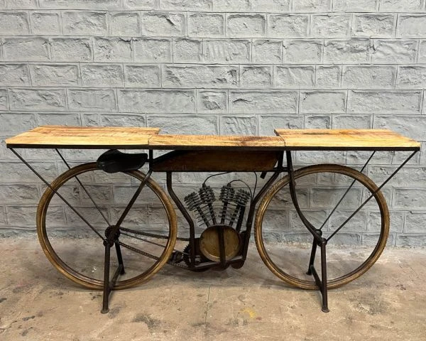 Console Vélo Vintage "Crazy" 180 Cm Métal Et Bois De Manguier Massif – Image 9