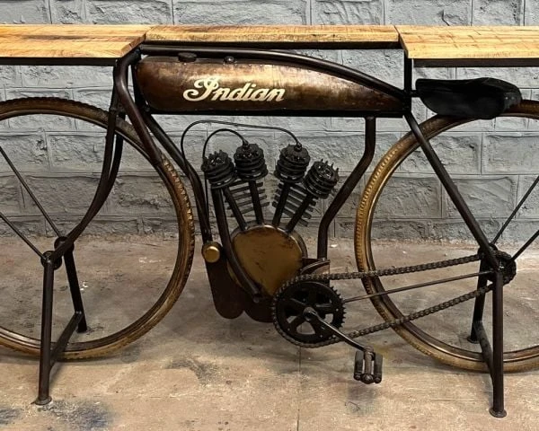Console Vélo Vintage "Crazy" 180 Cm Métal Et Bois De Manguier Massif – Image 4